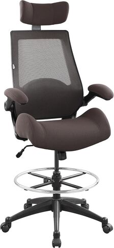 BOLISS 400lbs High Back Computer Office Drafting Chair Flip up Armrests Lumbar Support Adjustable Big Footrest Ring (Black) in Kuwait