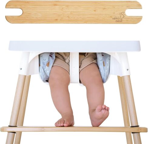 مسند قدم للكراسي العالية من Woodsi Footsi لـ IKEA Antilop، مسند للقدمين من خشب الخيزران، ارتفاع قابل للتعديل، ملحقات للكراسي العالية، مسند قدم مناسب بزوايا مستديرة in Kuwait