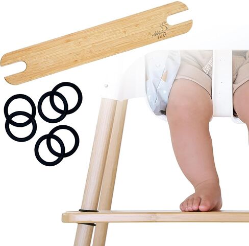 مسند قدم للكراسي العالية من Woodsi Footsi لـ IKEA Antilop، مسند للقدمين من خشب الخيزران، ارتفاع قابل للتعديل، ملحقات للكراسي العالية، مسند قدم مناسب بزوايا مستديرة in Kuwait