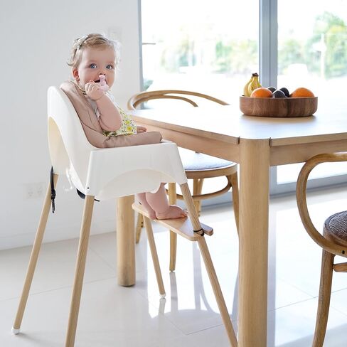 مسند قدم للكراسي العالية من Woodsi Footsi لـ IKEA Antilop، مسند للقدمين من خشب الخيزران، ارتفاع قابل للتعديل، ملحقات للكراسي العالية، مسند قدم مناسب بزوايا مستديرة in Kuwait