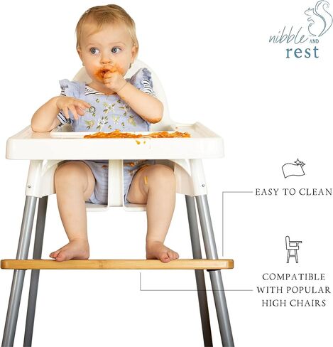 مسند قدم للكراسي العالية من Woodsi Footsi لـ IKEA Antilop، مسند للقدمين من خشب الخيزران، ارتفاع قابل للتعديل، ملحقات للكراسي العالية، مسند قدم مناسب بزوايا مستديرة in Kuwait