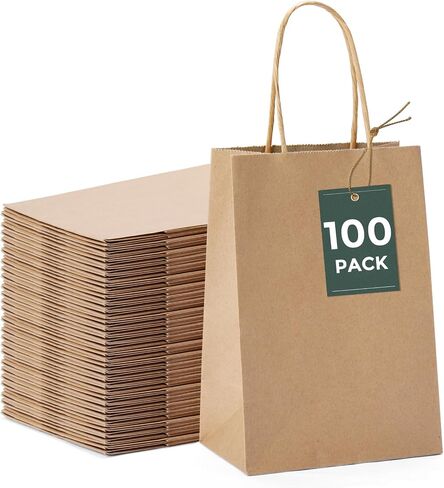 GSSUSA Large White Paper Bags 16x6x12'' 200Pcs Recycled Gift Bags Kraft Bag With Handles For Business, Party, Boutique, Retail, Wedding, Shopping, Halloween, Christmas in Saudi Arabia