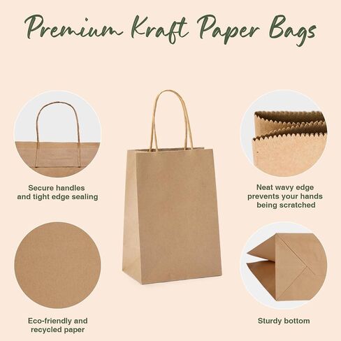 GSSUSA Large White Paper Bags 16x6x12'' 200Pcs Recycled Gift Bags Kraft Bag With Handles For Business, Party, Boutique, Retail, Wedding, Shopping, Halloween, Christmas in Saudi Arabia