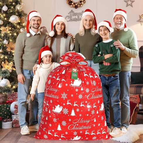 Extra Large Christmas Gift Bags - 8 PCS Jumbo Gift Bags 36" x 44" Oversized Giant Xmas Bags with Tags & Ties Holiday Gift Bags Christmas Decoration Huge Santa Wrapping Bag for Big Gifts, Goodie, Party in Kuwait
