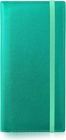 LLi Cufite Leather Checkbook Cover for Top & Side Tear Registers Duplicate Checks with Plastic Insert Flap Card Holder Pen Hoop Slim Wallet for Men Women in Kuwait