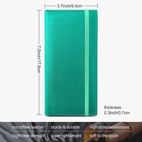 LLi Cufite Leather Checkbook Cover for Top & Side Tear Registers Duplicate Checks with Plastic Insert Flap Card Holder Pen Hoop Slim Wallet for Men Women in Kuwait