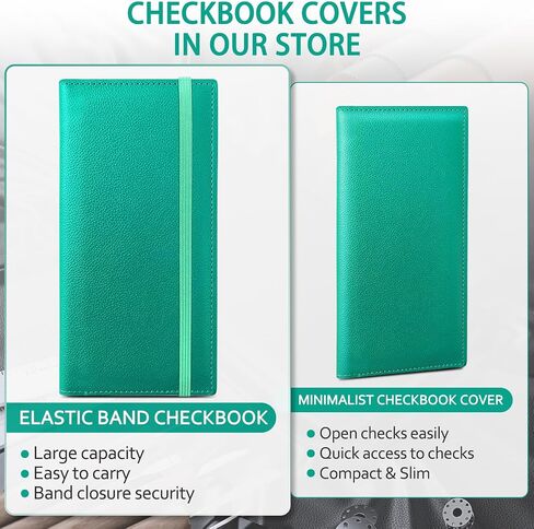 LLi Cufite Leather Checkbook Cover for Top & Side Tear Registers Duplicate Checks with Plastic Insert Flap Card Holder Pen Hoop Slim Wallet for Men Women in Kuwait