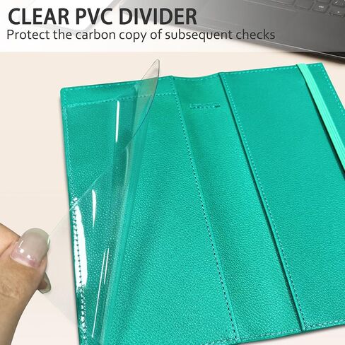 LLi Cufite Leather Checkbook Cover for Top & Side Tear Registers Duplicate Checks with Plastic Insert Flap Card Holder Pen Hoop Slim Wallet for Men Women in Kuwait