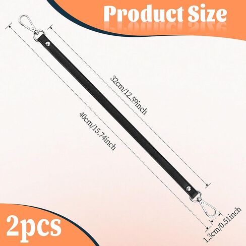 Black Leather Purse Strap Handbag Replacement Handles Leather Replacement Purse Bag Handles Black Shoulder Bag Straps with Swivel Clasps（12.6 Inch） in Saudi Arabia