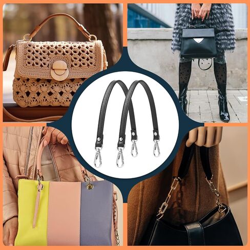 Black Leather Purse Strap Handbag Replacement Handles Leather Replacement Purse Bag Handles Black Shoulder Bag Straps with Swivel Clasps（12.6 Inch） in Saudi Arabia
