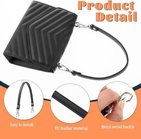 Black Leather Purse Strap Handbag Replacement Handles Leather Replacement Purse Bag Handles Black Shoulder Bag Straps with Swivel Clasps（12.6 Inch） in Saudi Arabia
