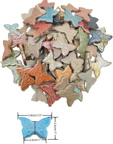 1.1LB Butterfly Ceramic Mosaic Tiles,Mixed Iridescent Mosaic Pieces for DIY Craft,Plates, Flowerpots,Coaster,Vases Cups,Mosaic Handmade Home and Outdoor Decor (Rainbow Orange) in Saudi Arabia