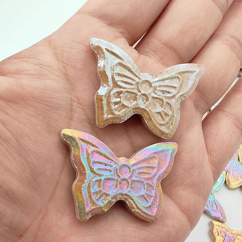 1.1LB Butterfly Ceramic Mosaic Tiles,Mixed Iridescent Mosaic Pieces for DIY Craft,Plates, Flowerpots,Coaster,Vases Cups,Mosaic Handmade Home and Outdoor Decor (Rainbow Orange) in Saudi Arabia
