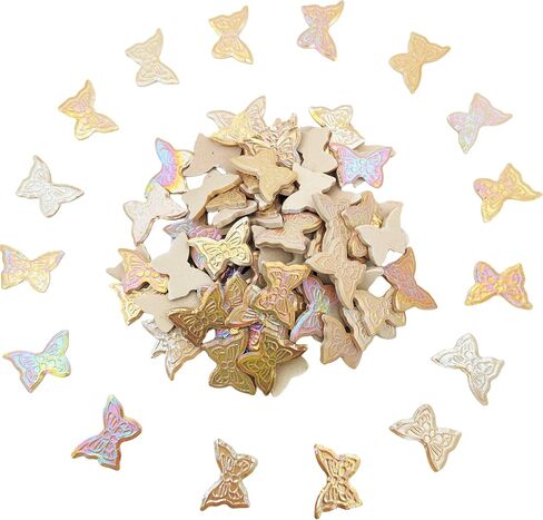 1.1LB Butterfly Ceramic Mosaic Tiles,Mixed Iridescent Mosaic Pieces for DIY Craft,Plates, Flowerpots,Coaster,Vases Cups,Mosaic Handmade Home and Outdoor Decor (Rainbow Orange) in Saudi Arabia