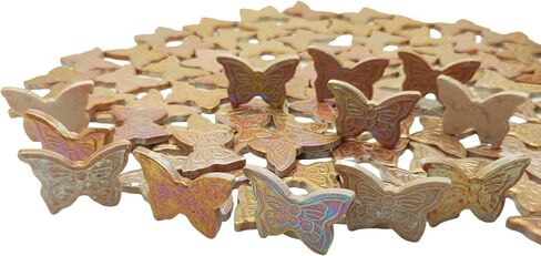 1.1LB Butterfly Ceramic Mosaic Tiles,Mixed Iridescent Mosaic Pieces for DIY Craft,Plates, Flowerpots,Coaster,Vases Cups,Mosaic Handmade Home and Outdoor Decor (Rainbow Orange) in Saudi Arabia
