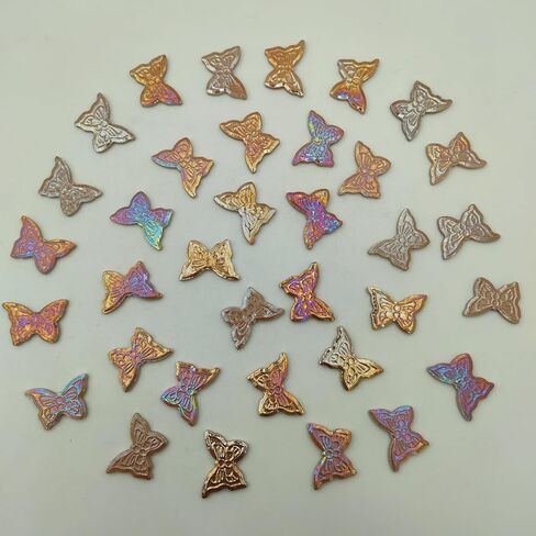 1.1LB Butterfly Ceramic Mosaic Tiles,Mixed Iridescent Mosaic Pieces for DIY Craft,Plates, Flowerpots,Coaster,Vases Cups,Mosaic Handmade Home and Outdoor Decor (Rainbow Orange) in Saudi Arabia
