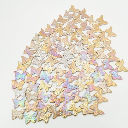 1.1LB Butterfly Ceramic Mosaic Tiles,Mixed Iridescent Mosaic Pieces for DIY Craft,Plates, Flowerpots,Coaster,Vases Cups,Mosaic Handmade Home and Outdoor Decor (Rainbow Orange) in Saudi Arabia