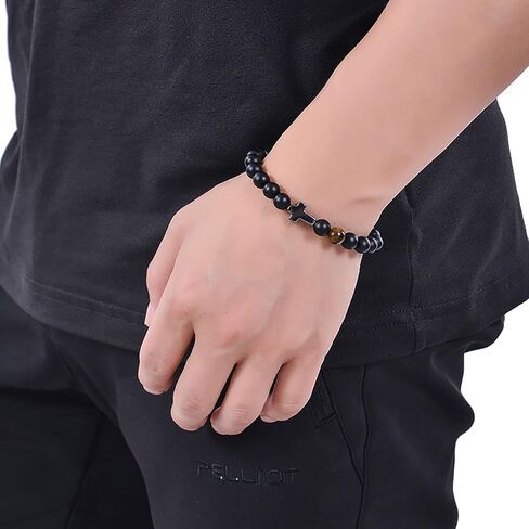 إلى ابني/مكافأة الابن سوار من الأم عين النمر سوار هدايا عيد ميلاد لابن قابل للتعديل سوار مطرز سوار الحجر الطبيعي التخرج هدايا عيد الميلاد للرجال in Kuwait