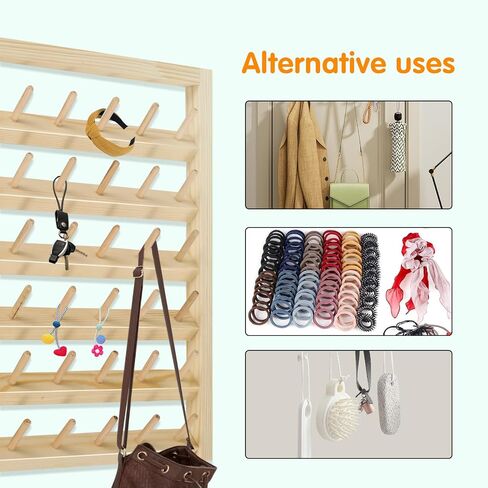 Wooden Thread Holder 48/54 Spool Wooden Thread Rack Wall Mounted Sewing Thread Holder with Screws Multi Purpose Sewing Thread Holder Organizer for Embroidery Sewing Threads Hair Band US (54 Spool *2) in Kuwait