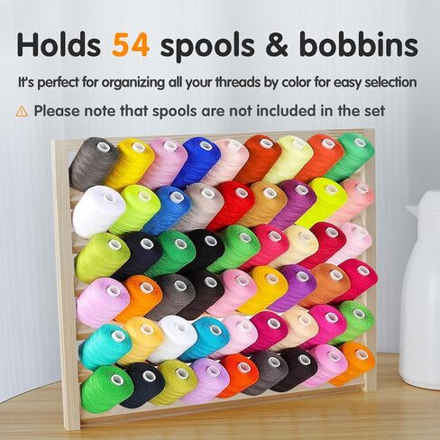 Wooden Thread Holder 48/54 Spool Wooden Thread Rack Wall Mounted Sewing Thread Holder with Screws Multi Purpose Sewing Thread Holder Organizer for Embroidery Sewing Threads Hair Band US (54 Spool *2) in Kuwait