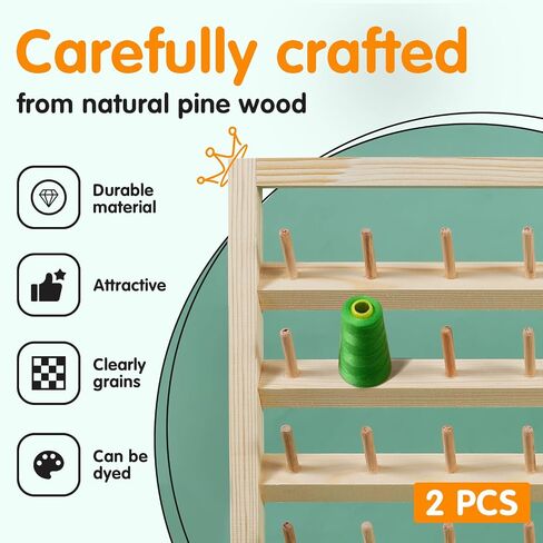 Wooden Thread Holder 48/54 Spool Wooden Thread Rack Wall Mounted Sewing Thread Holder with Screws Multi Purpose Sewing Thread Holder Organizer for Embroidery Sewing Threads Hair Band US (54 Spool *2) in Kuwait