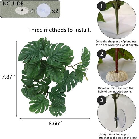 Fake Reptile Plants for Reptile Terrarium Plants, Reptile Plant Décor, Turtle Tank Plants with Suction Cup in Kuwait