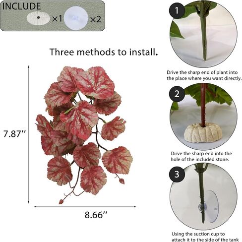 Fake Reptile Plants for Reptile Terrarium Plants, Reptile Plant Décor, Turtle Tank Plants with Suction Cup in Kuwait