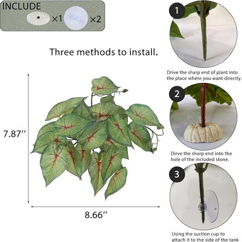 Fake Reptile Plants for Reptile Terrarium Plants, Reptile Plant Décor, Turtle Tank Plants with Suction Cup in Kuwait