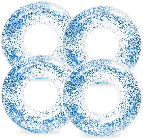 Whaline 4Pcs Inflatable Pool Floats Toys Clear Swim Tubes Rings Glitter Pool Tube in Saudi Arabia