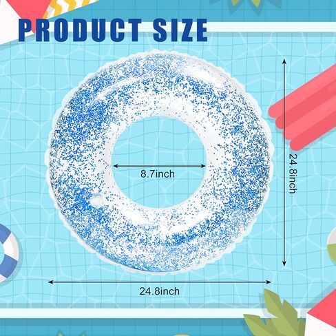 Whaline 4Pcs Inflatable Pool Floats Toys Clear Swim Tubes Rings Glitter Pool Tube in Saudi Arabia
