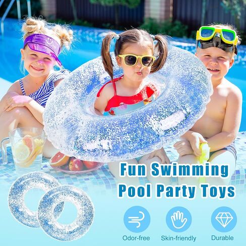 Whaline 4Pcs Inflatable Pool Floats Toys Clear Swim Tubes Rings Glitter Pool Tube in Saudi Arabia