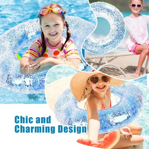 Whaline 4Pcs Inflatable Pool Floats Toys Clear Swim Tubes Rings Glitter Pool Tube in Saudi Arabia