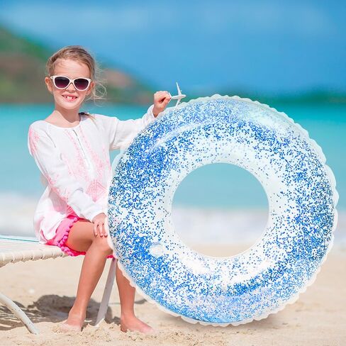 Whaline 4Pcs Inflatable Pool Floats Toys Clear Swim Tubes Rings Glitter Pool Tube in Saudi Arabia