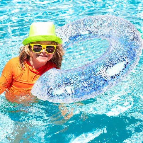 Whaline 4Pcs Inflatable Pool Floats Toys Clear Swim Tubes Rings Glitter Pool Tube in Saudi Arabia