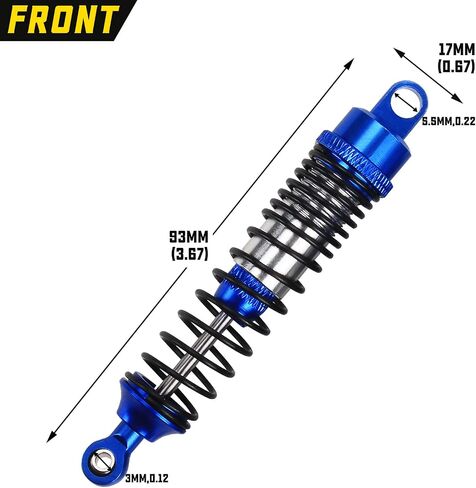 RCAWD Shock Absorber Damper 90mm Set for 1/10 Redcat Racing Blackout SC, SC PRO, XTE, XTE PRO, XBE, XBE PRO Upgrade Parts, Front and Rear RC Shocks Hopups for # BS214-011 Blue in Saudi Arabia