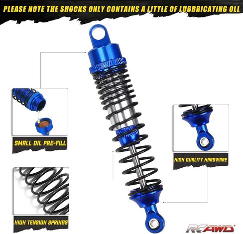 RCAWD Shock Absorber Damper 90mm Set for 1/10 Redcat Racing Blackout SC, SC PRO, XTE, XTE PRO, XBE, XBE PRO Upgrade Parts, Front and Rear RC Shocks Hopups for # BS214-011 Blue in Saudi Arabia