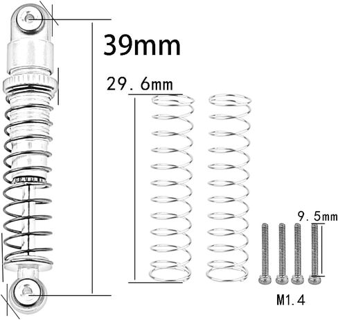 39mm Shocks- Aluminum Threaded Shock Adjustable Absorber Oil Damper for SCX24 Gladiator C10 JLU Deadbolt B17 Axial 1/24 RC Crawler Car Upgrade Parts (Red) in Saudi Arabia