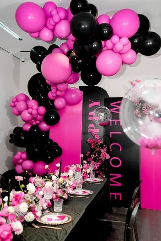 FOTIOMRG Hot Pink Balloons 12 inch, 70 Pack Hot Pink Latex Party Balloons Helium Quality for Birthday Baby Bridal Shower Bachelorette Party Decorations (with Hot Pink Ribbon) in Saudi Arabia