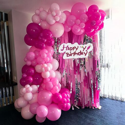 FOTIOMRG Hot Pink Balloons 12 inch, 70 Pack Hot Pink Latex Party Balloons Helium Quality for Birthday Baby Bridal Shower Bachelorette Party Decorations (with Hot Pink Ribbon) in Saudi Arabia