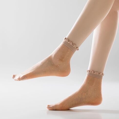 جوارب نسائية من Mcool Mary 12 زوجًا من الجوارب الشفافة المكشكشة للكاحل عالية من النايلون جوارب صيفية رقيقة جدًا من الحرير الرائع للنساء in Kuwait