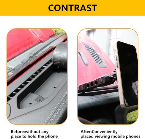 حامل هاتف السيارة جبل ل2018-2023 جيب رانجلر Jl 2/4 باب 4xe Gladiator Jt الهاتف الخليوي سيارة جبل 360 درجة قابل للتعديل لوحة القيادة حامل الهاتف الذكي الملحقات الداخلية، أسود in Kuwait