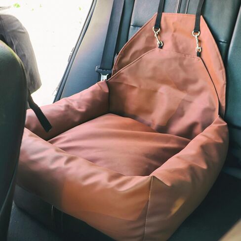 مقعد سيارة للكلاب الصغيرة - مقاعد خلفية للسيارة قابلة للغسل - سرير سفر للكلاب - مقعد سيارة للحيوانات الأليفة للكلاب - مقعد سيارة معزز للكلاب متوسطة الحجم وملحقات الجراء (بيجي، حجم كامل) in Kuwait