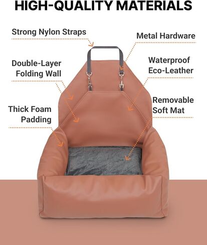 مقعد سيارة للكلاب الصغيرة - مقاعد خلفية للسيارة قابلة للغسل - سرير سفر للكلاب - مقعد سيارة للحيوانات الأليفة للكلاب - مقعد سيارة معزز للكلاب متوسطة الحجم وملحقات الجراء (بيجي، حجم كامل) in Kuwait