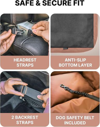 مقعد سيارة للكلاب الصغيرة - مقاعد خلفية للسيارة قابلة للغسل - سرير سفر للكلاب - مقعد سيارة للحيوانات الأليفة للكلاب - مقعد سيارة معزز للكلاب متوسطة الحجم وملحقات الجراء (بيجي، حجم كامل) in Kuwait
