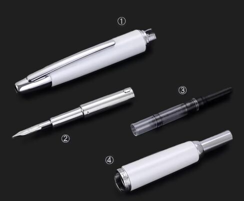 Jinhao 10 Fountain Pen with Box, Retractable Nib with Ink Converter Set (Dark Blue with Sliver Clip) (F) in Saudi Arabia