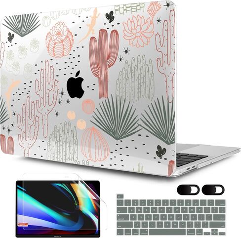MEEgoodo Case for MacBook Pro 13 inch Case 2022 2021 2020 New A2338 M2/M1 A2251 A2289, Laptop Hard Shell Cases with Keyboard & Camera Cover Compatible with 13 inch MacBook Pro Case, Cacti in Saudi Arabia