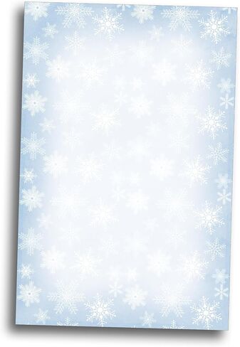 Blue Snowflakes Christmas Stationery Memo Paper - 80 Sheets of Half Sized (5 1/2" x 8 1/2") Christmas Letterhead for Winter & Holiday Events in Saudi Arabia