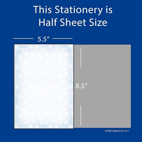 Blue Snowflakes Christmas Stationery Memo Paper - 80 Sheets of Half Sized (5 1/2" x 8 1/2") Christmas Letterhead for Winter & Holiday Events in Saudi Arabia
