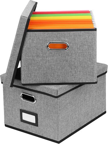 EOOUT 2 Pack File Organizer Box, File Box for Hanging Files, File Organizer Box with Handles, File Storage Organizer for Letter/Legal - Dark Gray in Saudi Arabia