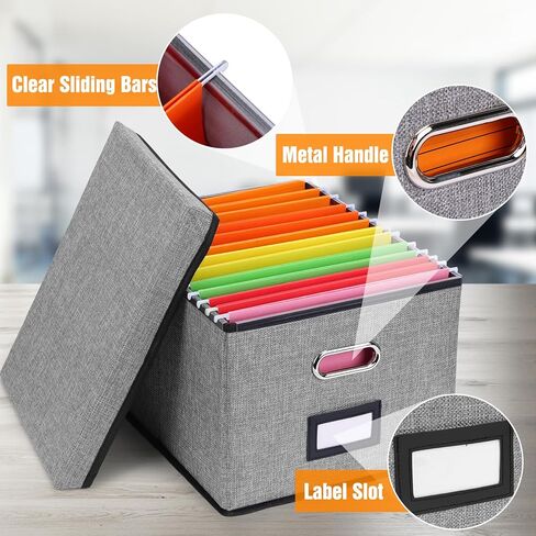 EOOUT 2 Pack File Organizer Box, File Box for Hanging Files, File Organizer Box with Handles, File Storage Organizer for Letter/Legal - Dark Gray in Saudi Arabia